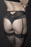 Black - Louise High Waisted Garter Panty -