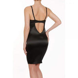 Libertine Satin Slip Dress - Black -