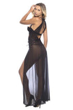 Black - Georgette Balconette Gown with G-string -