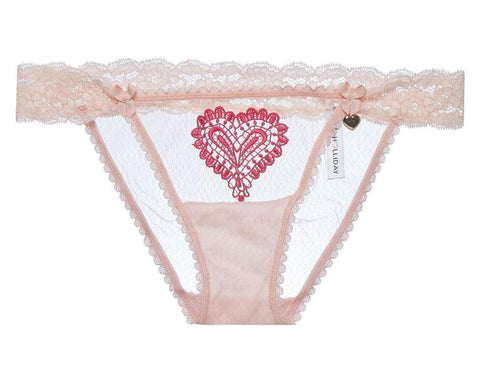 Pink - Sheer Panty with Heart Applique -