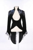 Black - Gothic Victorian Coat with Tuxedo Back Flap -