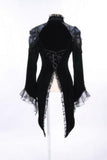 Black - Gothic Victorian Coat with Tuxedo Back Flap -
