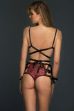 Isabella Bralette and High Waisted Thong - Ruby Red/Black -