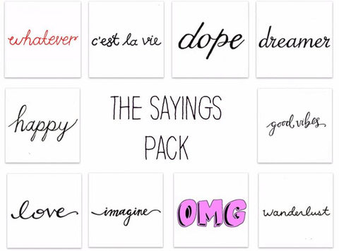 The Sayings Temporary Tattoo Pack