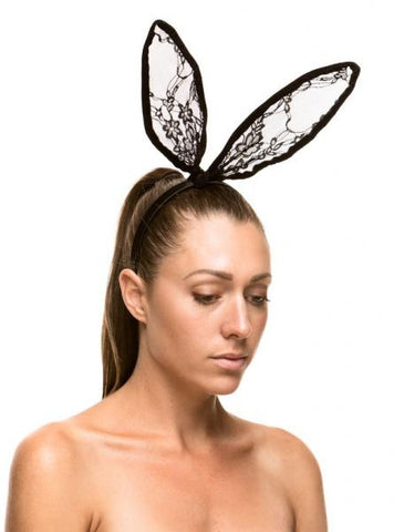 Lace Bunny Ears - Black - One Size
