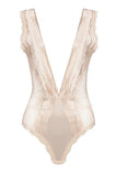 Silver Peony - Nicolette Plunge Pleated Neckline Teddy -