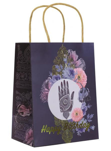 Papaya Foil Gift Bag - Hamsa Hand Birthday