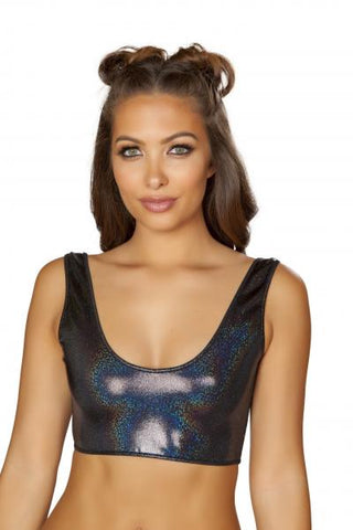 Black - Shimmer Crop Top -