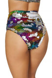 Rainbow - Two-Tone Sequin High Waisted Shorts -