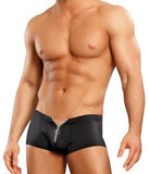 Black - Nylon Spandex Zipper Short -