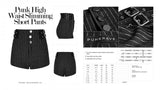 Black - Striped Punk Hi-Waist Slimming Shorts -