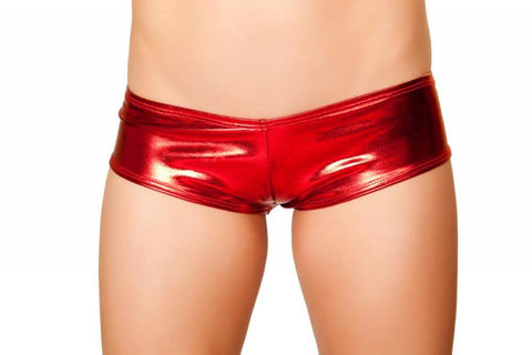 Red - Metallic Pucker Back Mini Short -
