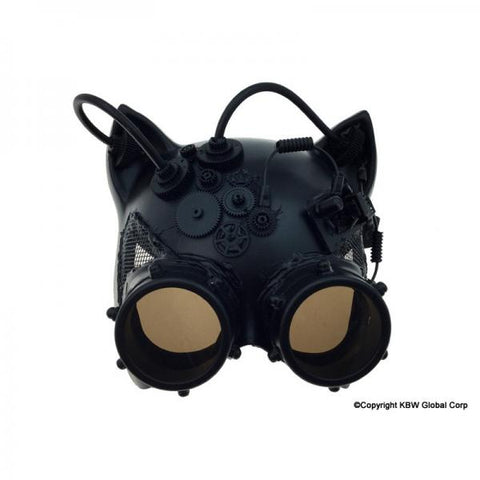 Black - Steampunk Catwomen Mask with Goggles