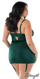 Evergreen - Satin & Scalloped Lace Garter Slip with G-string - Size