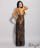Black - Toga Style Lace Gown with Matching G-String -