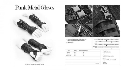 Black - Punk Metal Gloves -