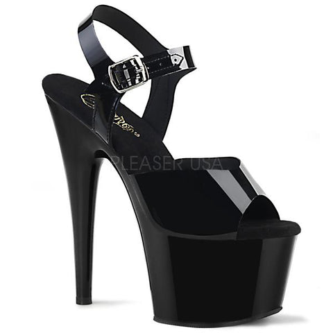 Black - Adore 7" ALL TPU Platform Heel with Strap - Size