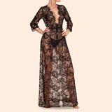 Black - Patricia Long Lace Robe -