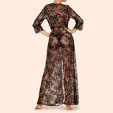 Black - Patricia Long Lace Robe -