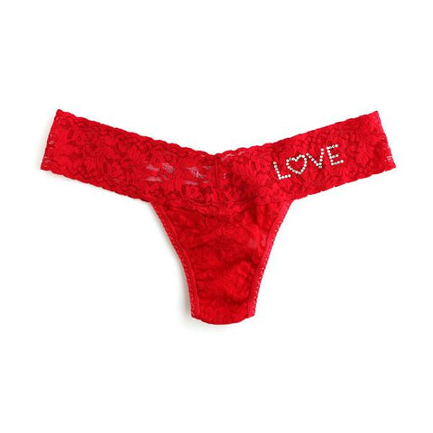 Crystal Love Low Rise Thong - Red - One Size