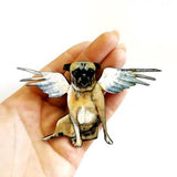 Angel Pug Wooden Magnet