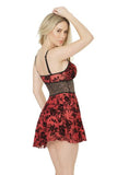 Merlot/Black - Smouldering Rose Babydoll and G-String -