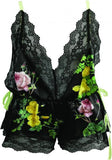 Black - Rose Print Romper -