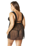 Black - Nora Mesh and Lace Babydoll - Size