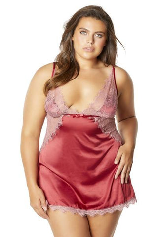 Merlot-Desert Pink - Sidonie Chemise and G-String - Size