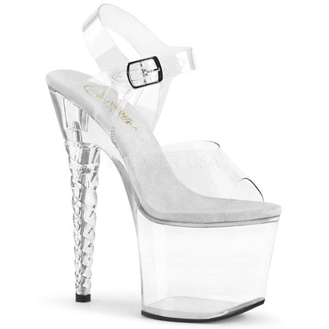 7" Unicorn Horn Platform Heel with Ankle Strap - Clear - Size