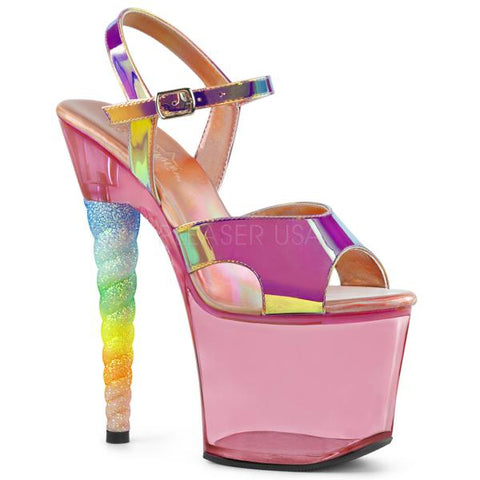 Pink/Multi - 7" Unicorn Horn Platform with Ankle Strap - Size
