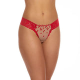 Red - Heartthrob Low Rise Diamond Thong - One Size