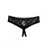 Lace Open Gusset Hipster - Black - Size