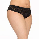 Lace Open Gusset Hipster - Black - Size