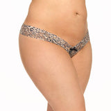 Leopard - Crotchless Low Rise Thong - Plus Size