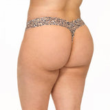 Leopard - Crotchless Low Rise Thong - Plus Size