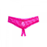 Lace Open Gusset Hipster - Tulip Pink - Size