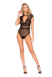 Black - Cap Sleeve Keyhole Bodysuit with Snap Bottom -