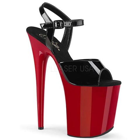 Flamingo 8" Platform with Ankle Strap - Black/Red - Size