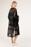 Tulle Embroidered Mesh Kimono - Black