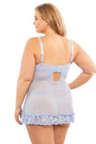 Soft Cup Lace Babydoll with G-String - Brunnera Blue -