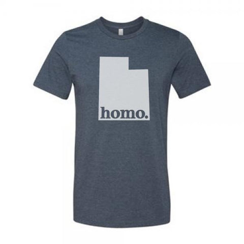 Homo State Utah Unisex T-Shirt - Navy Heather Gray -