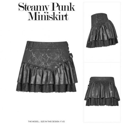 Steamy Punk Miniskirt - Black -