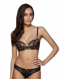 Glamour Lace Non-wired Plunge Bra - Black/Nude -