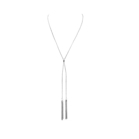 Necklace with Tassels - Silver - One Size