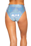 Shimmer High-Waisted Shorts with Zipper Closure - Blue -