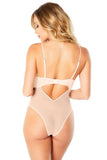 Lyla Embroidered Bodysuit with Plunge Neckline - Silver Peony -