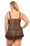 Lana Contrast Lace Babydoll - Festival Fuchsia/Black - Size