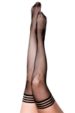 Sam Fishnet Thigh High - Black - Size