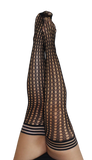 Mimi Circle Fishnet Thigh High - Black - Size